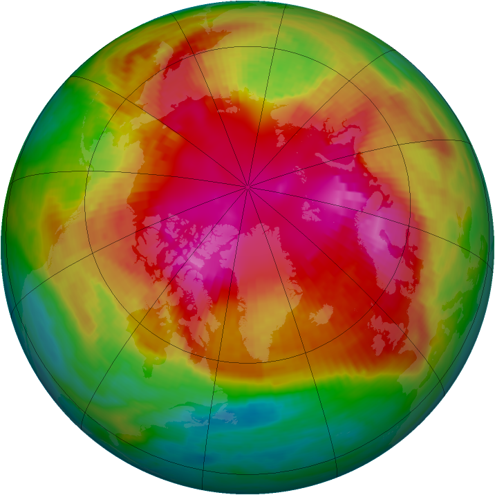 Arctic ozone map for 24 February 1989
